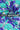 Purple Teal Floral Pattern Printed Natural Muslin Silk Fabric