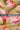 Pastel Color Rose With Zig Zag Background Pattern Printed Natural Muslin Silk Fabric
