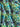 Mint and Blue Floral Printed Crepe Fabric Featuring Intricate Embroidery and Sequin Work