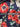 Navy With Scarlet Poppy Pattern Printed Natural Muslin Silk Fabric