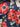 Navy With Scarlet Poppy Pattern Printed Natural Muslin Silk Fabric